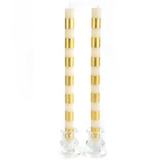 Bands Dinner Candles Set of 2 Gold