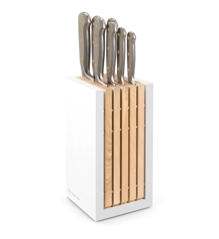 Classic 8 Piece Designer Knife Block Set Velvet Oyster