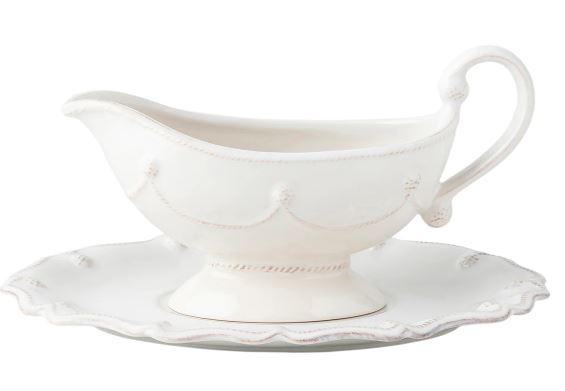 Berry & Thread Sauce Boat & Stand - Whitewash