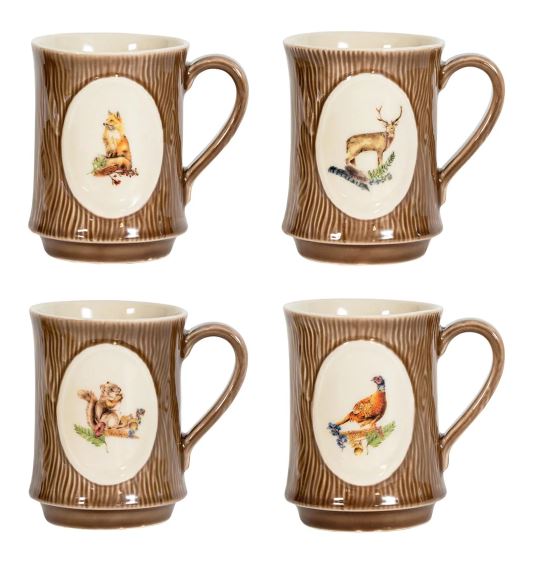 Forest Walk Animal Mug, Assorted Set/4