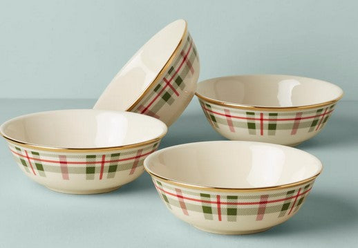 Holiday Plaid Bowl Set/4