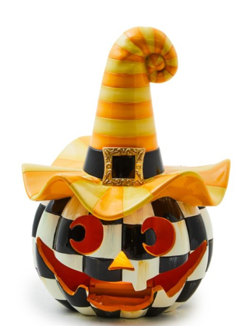 Illuminated Happy Jack Pumpkin with Yellow Hat