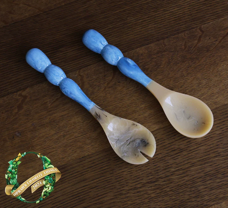 RESIN Rio Bubble Salad Servers - Blue