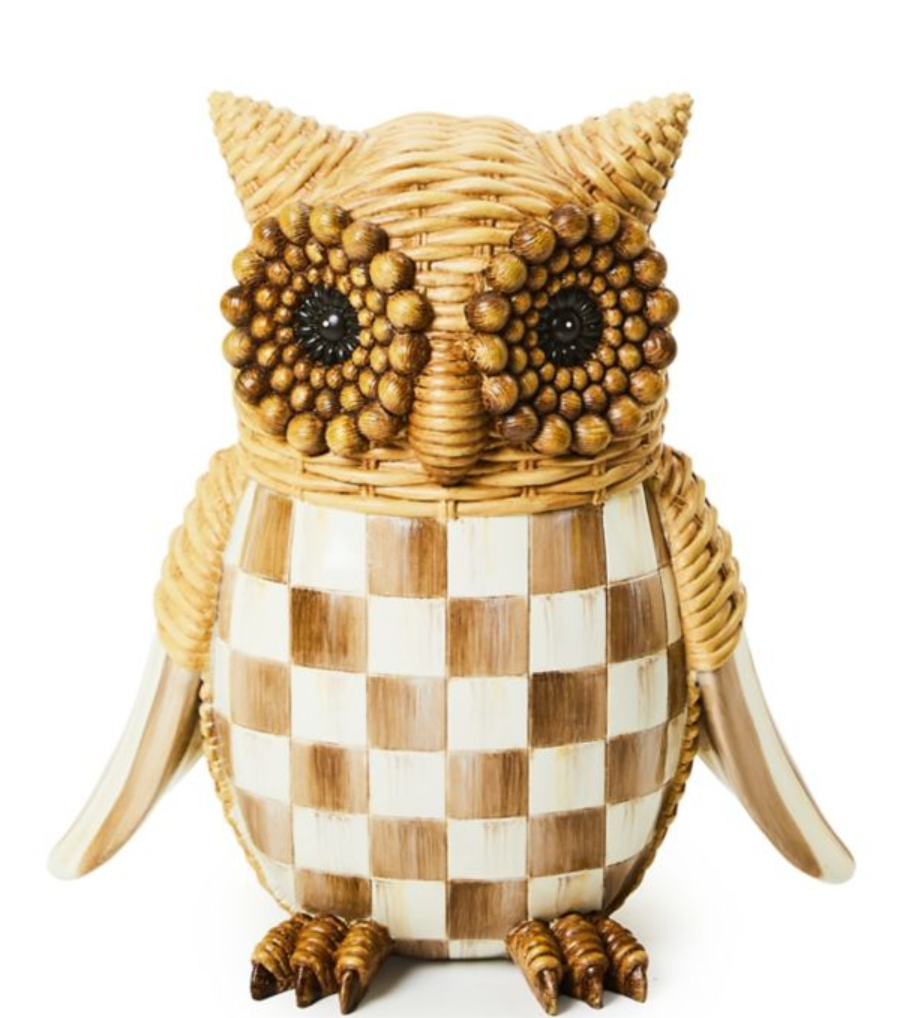 Autumnology Check Basket Weave Owl Figurine