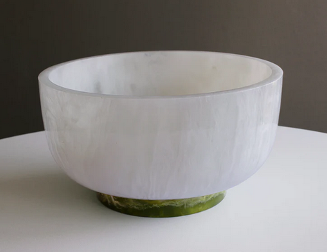 RESIN Rio Large Bowl with Base - White/Green