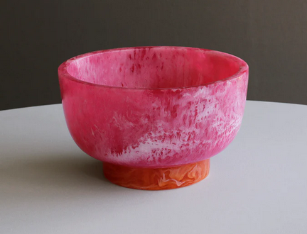 RESIN Rio Small Bowl with Base - Pink/Orange