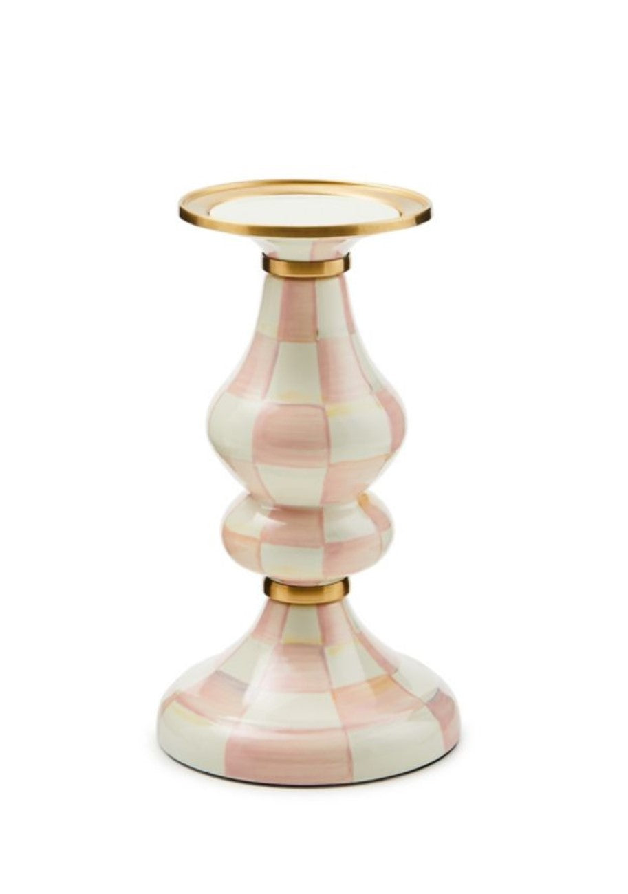 Rosy Check Pillar Candlestick Medium