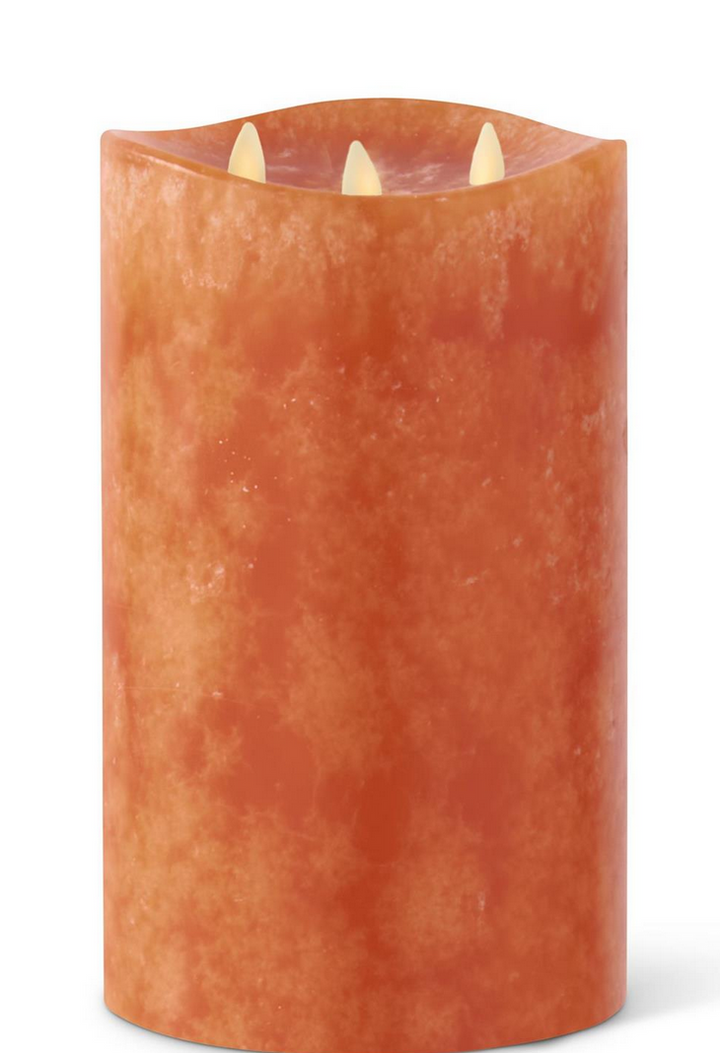 9.75in Luminara 3 Flame Indoor Candle- Orange