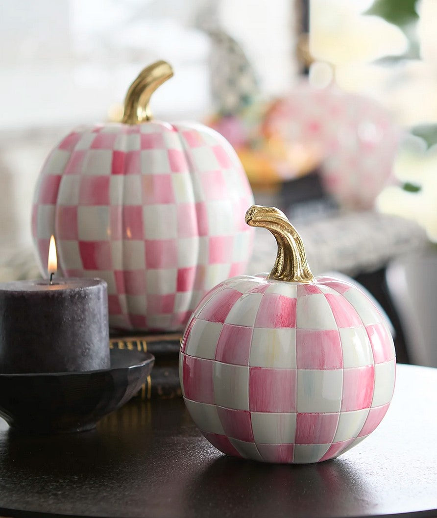 Bubblegum Pink Check Pumpkin Mini