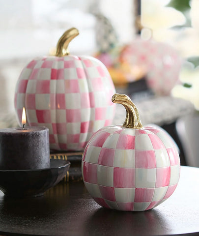 Bubblegum Pink Check Pumpkin Mini