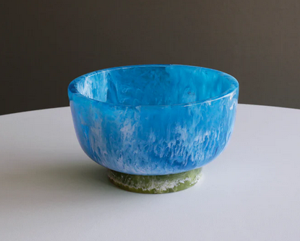 RESIN Rio Small Bowl with Base - Blue/Green