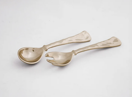 Sierra Modern Large Salad Servers - Shiny Gold