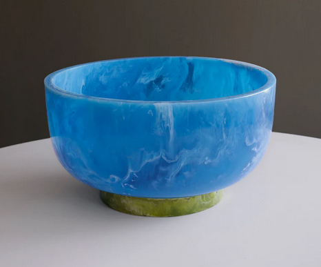 RESIN Rio Large Bowl with Base - Blue/Green