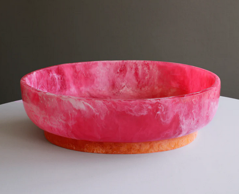 RESIN Rio Large Oval Bowl with Base - Pink/Orange