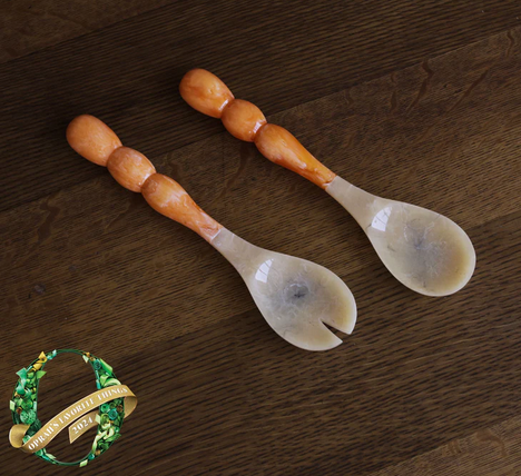 RESIN Rio Bubble Salad Servers - Orange