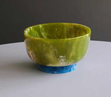 RESIN Rio Small Bowl with Base - Green/Blue