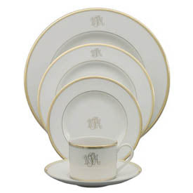 Signature Salad Plate White/Gold with Monogram