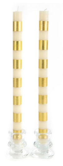 Bands Dinner Candles Set of 2 Gold