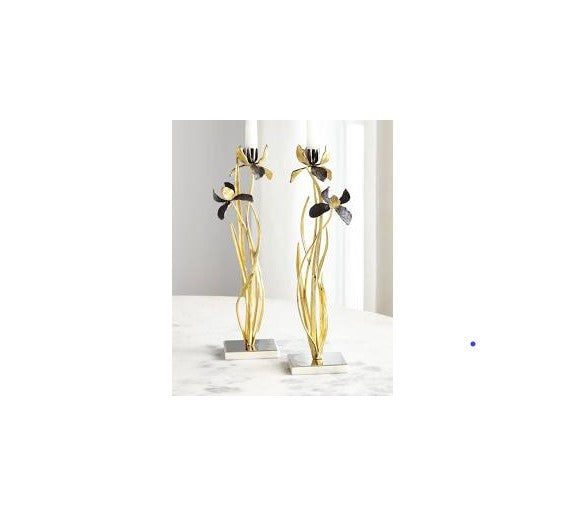 Black Iris Candleholders S/2