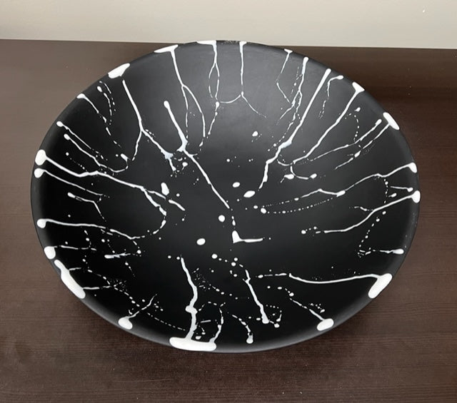 Everyday Bowl Large  Black w/ White Splatter