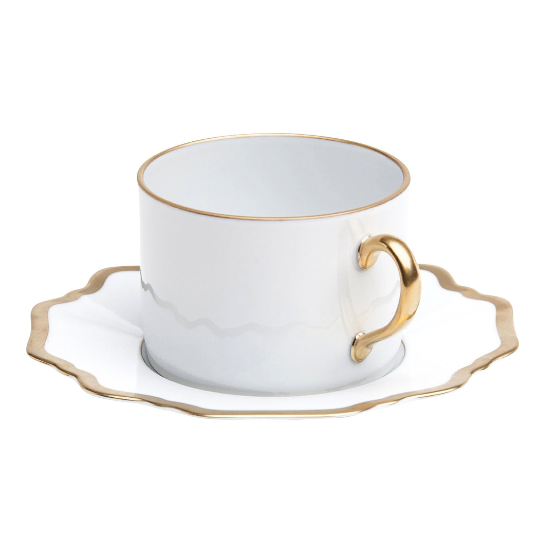 Antique White with Gold Rim Saucer