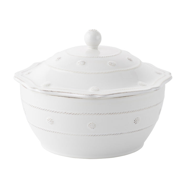 Berry & Thread Whitewash Round Covered Casserole