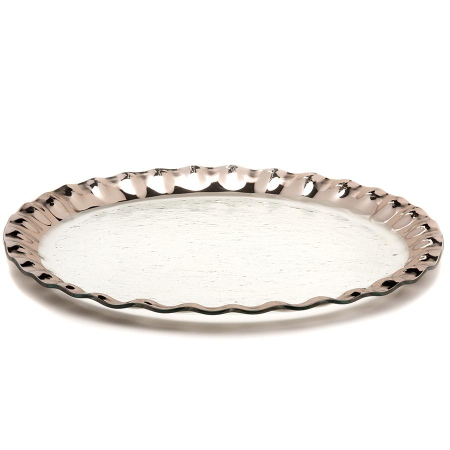 Ruffle Giant Round Platter Platinum 20"