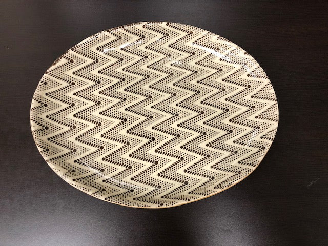 Small Oval Chevron Chestnut Platter