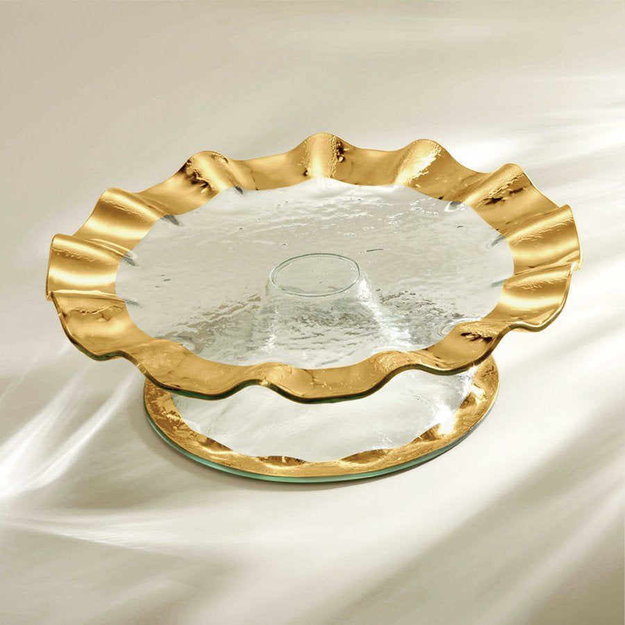 Ruffle Cake Stand Round Platinum