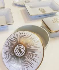 Large Vide Pouche Gold Tray w/ Monogram