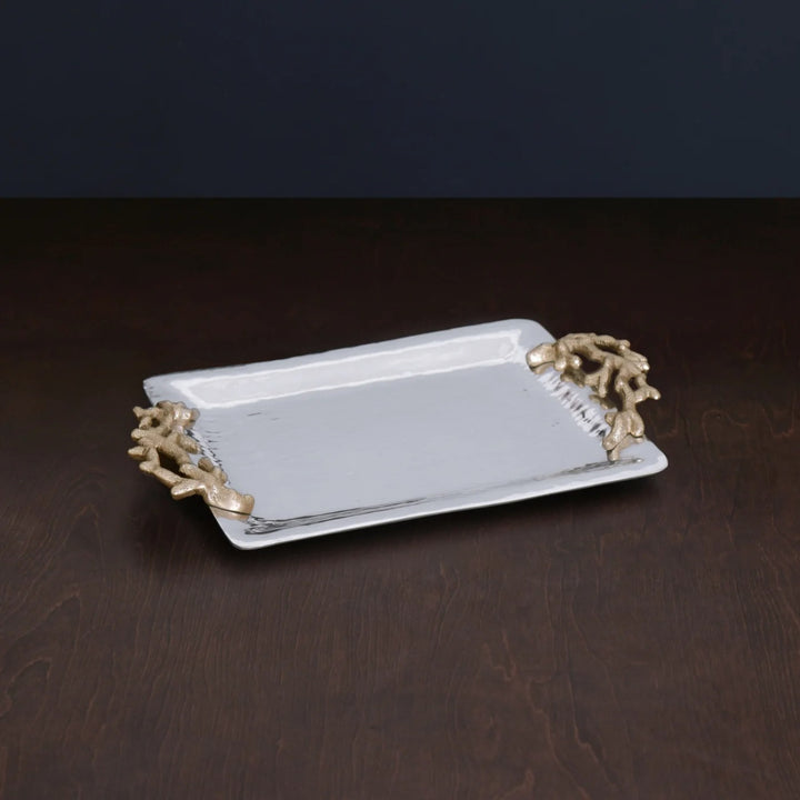 Ocean Coral Emerson Medium Tray with Gold Handles