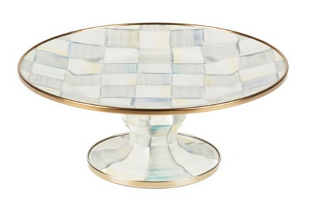 Sterling Check Enamel Pedestal Platter Mini