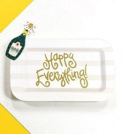 White Stripe Happy Everything Mini Rectangle Platter