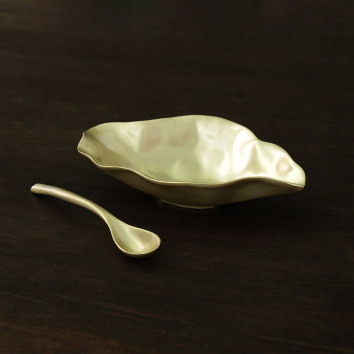 Sierra Modern Maia Medium Oval Bowl w/Spoon Gold