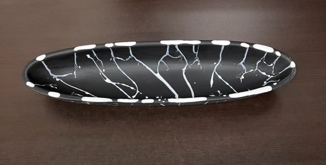 Boat Bowl Medium Black w/ White Splatter