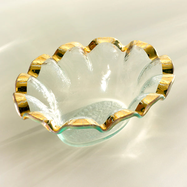 Ruffle Gold Oval Dip Bowl