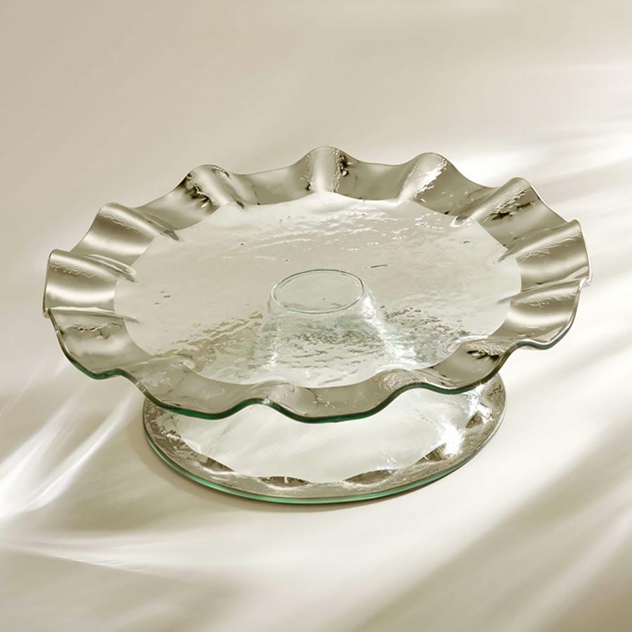 Ruffle Cake Stand Round Platinum