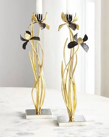 Black Iris Candleholders S/2