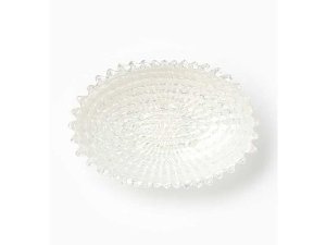 Sm Ruffle Glass Platinum Oval Bowl