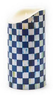 Royal Check Flicker 10" Pillar Candle