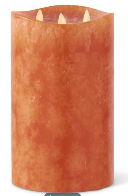 9.75in Luminara 3 Flame Indoor Candle- Orange