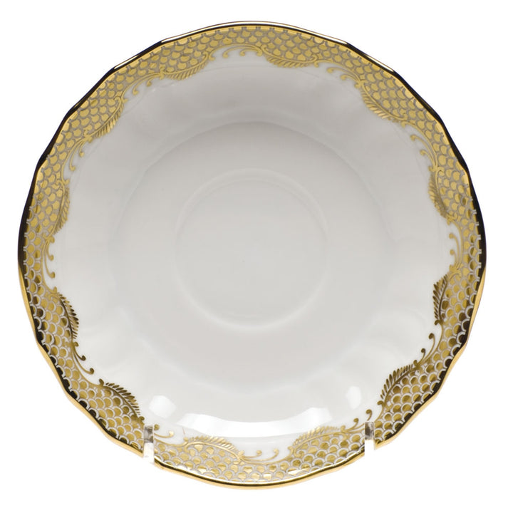 Fish Scale Canton Saucer Gold